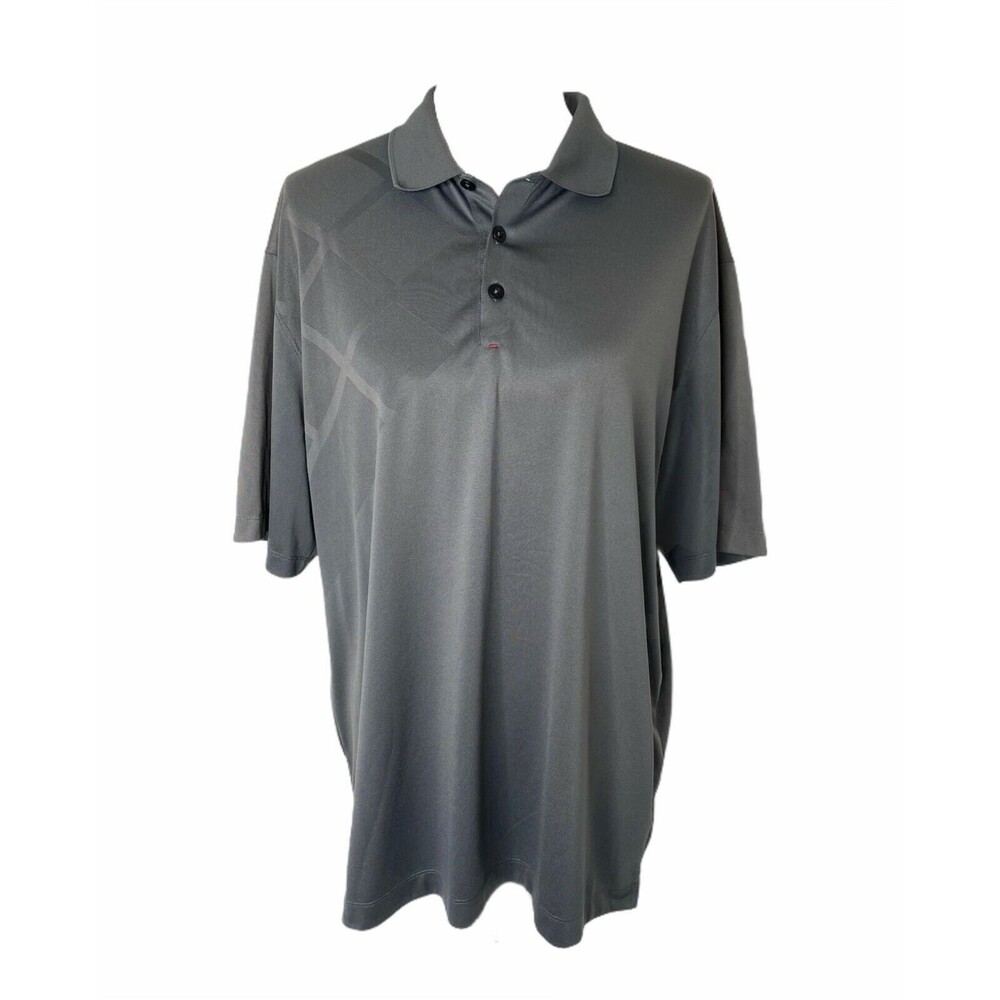 Nike Men’s Polo Shirt Grey and Red Dri-Fit Golf Athletic Short Sleeve Size Large